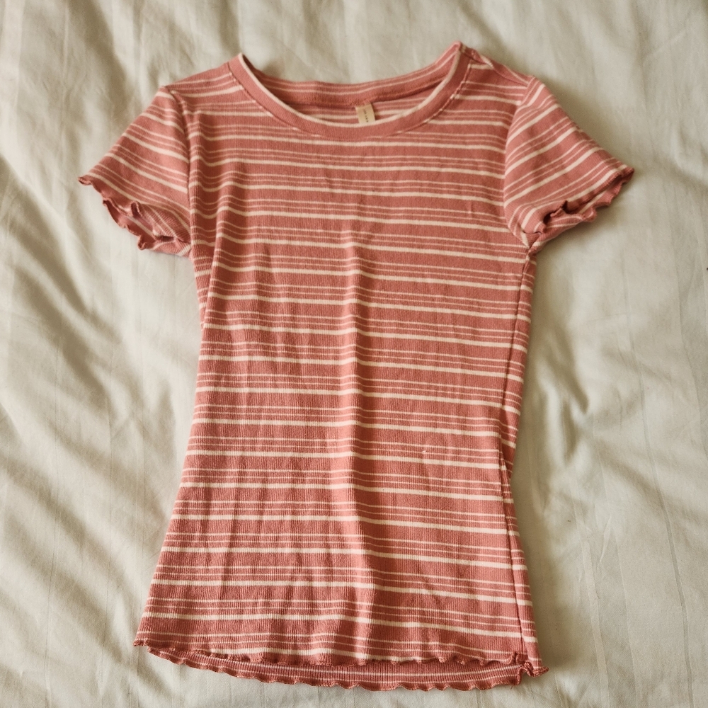 Fitted Striped Pink and White T-Shirt